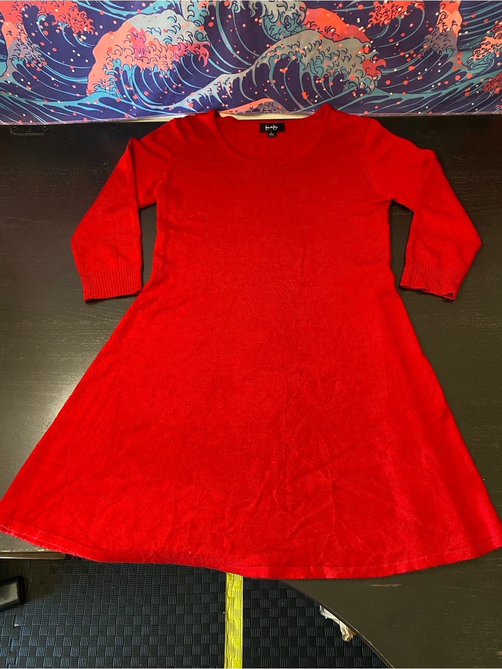 by & by Red Long Sleeve A-Line Knit Dress